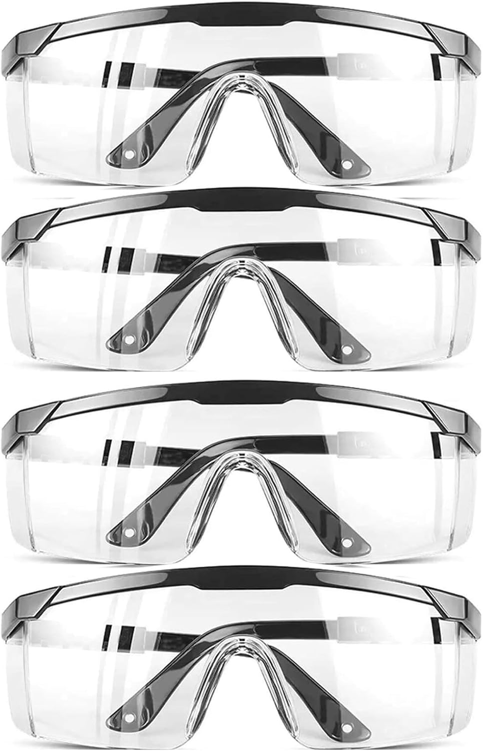 Safety GlassesClear Anti-Fog Goggles Over-Spec Glasses Protective Eye Wear Industrial Approved Wide-Vision(4 PACK)