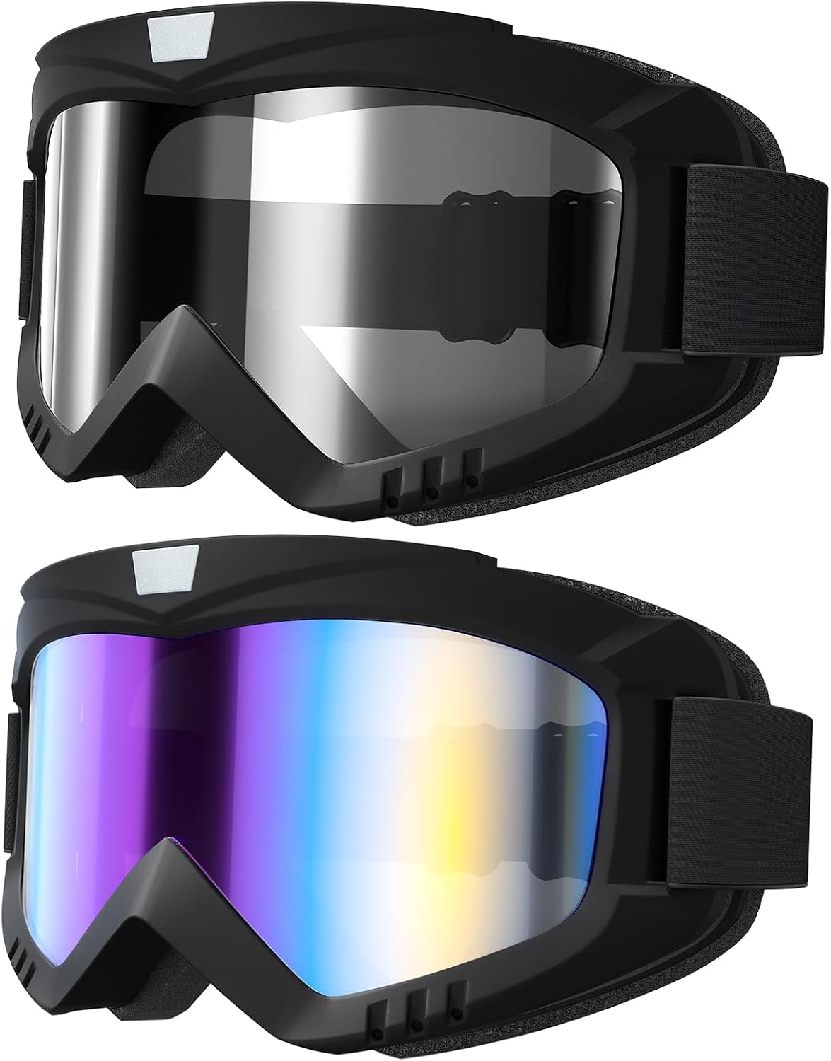 Dirt Bike Goggles Motorcycle Goggles - 2 Pack , Ski, Windproof Glasses for Adults, Men, Women, Youth
