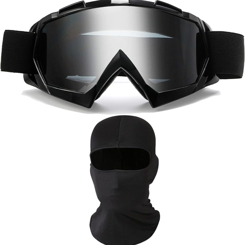 Motorcycle Goggles with Face Mask, Windproof Dirt Bike Racing Ski Goggles Protective Safety Glasses with Balaclava