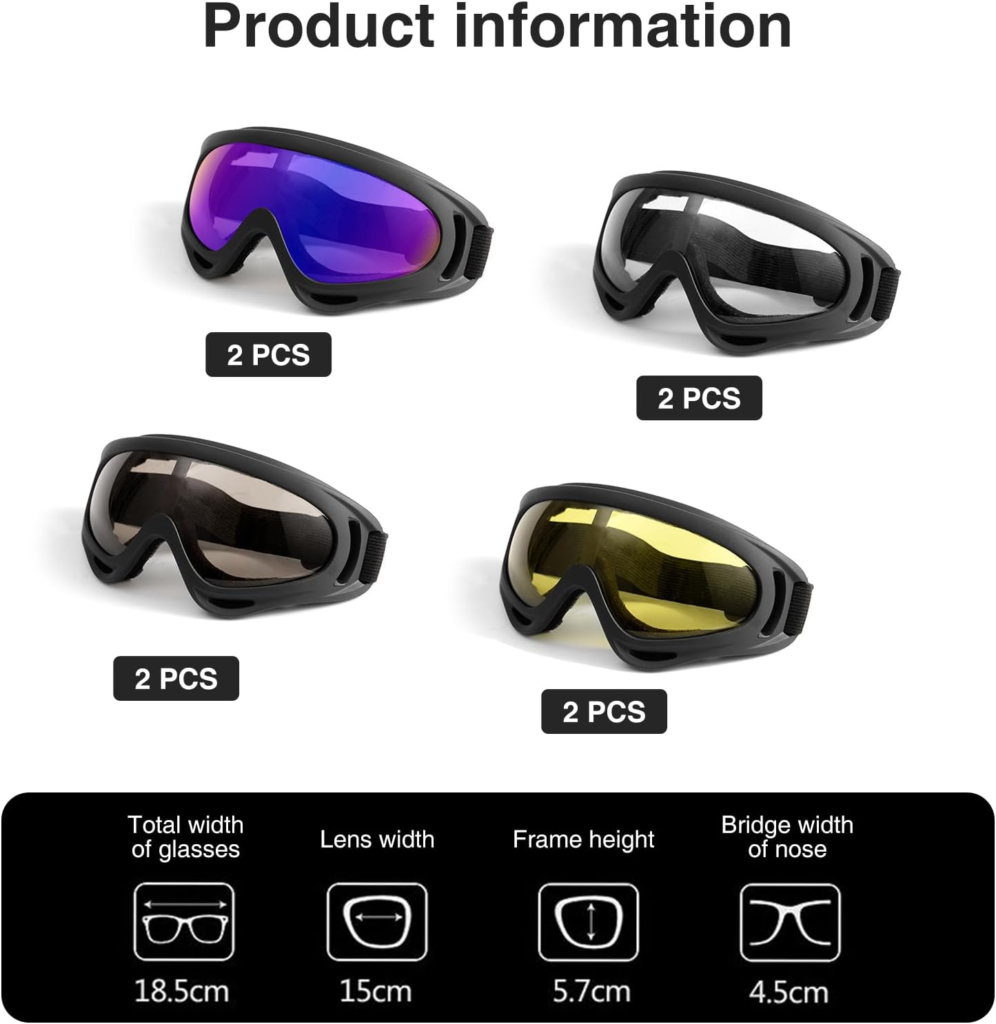 8 Pack Motorcycle Goggles, Ski Goggle Dirt Bike Goggle, Snowboard Goggles for Adult Men Women Youth - Image 2
