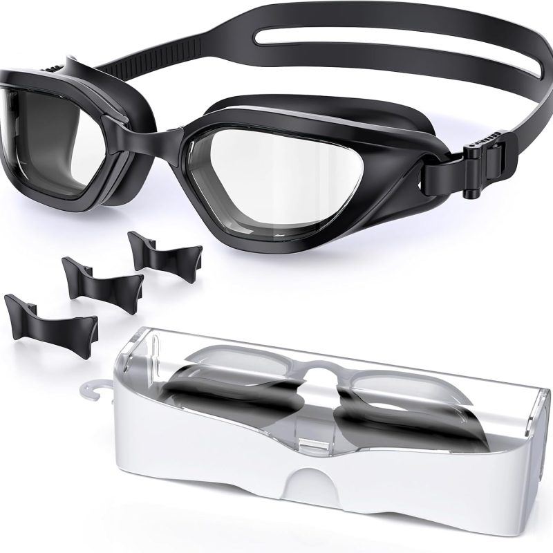 Swim Goggles, Unisex Adult Swimming Goggles Anti Fog Anti UV No Leakage Wide View for Men Women Youth