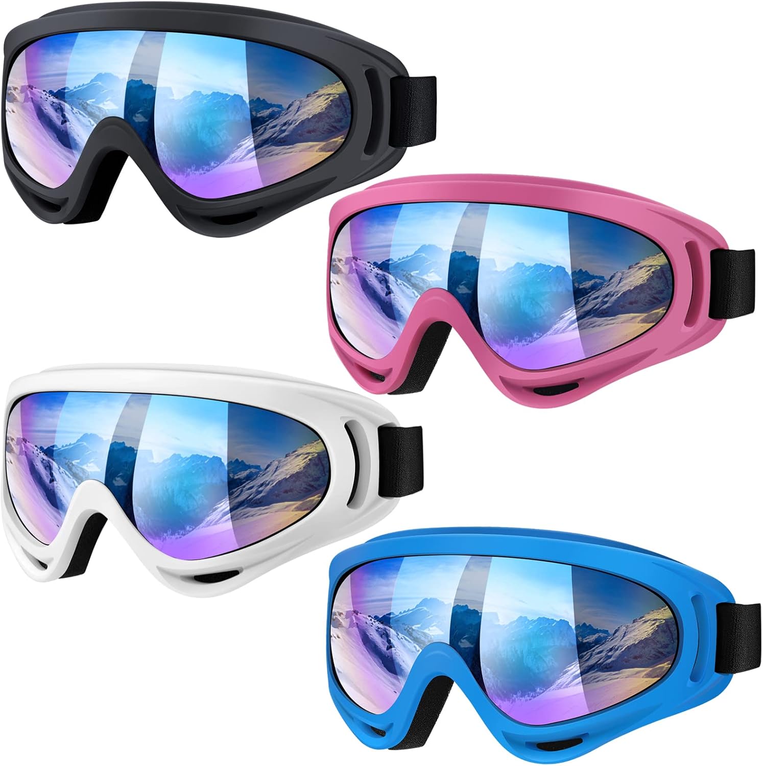 4-Pack Ski Goggles Snow Goggles for Men Women Kids Youth Adults Boys Girls,Snowboard Motorcycle goggles Glasses