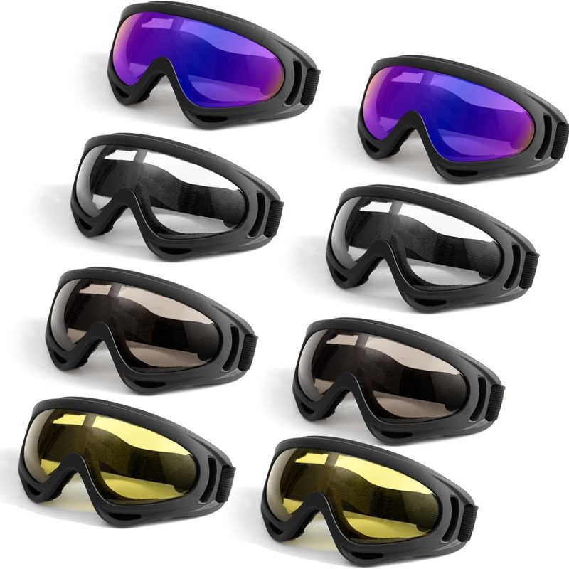 8 Pack Motorcycle Goggles, Ski Goggle Dirt Bike Goggle, Snowboard Goggles for Adult Men Women Youth