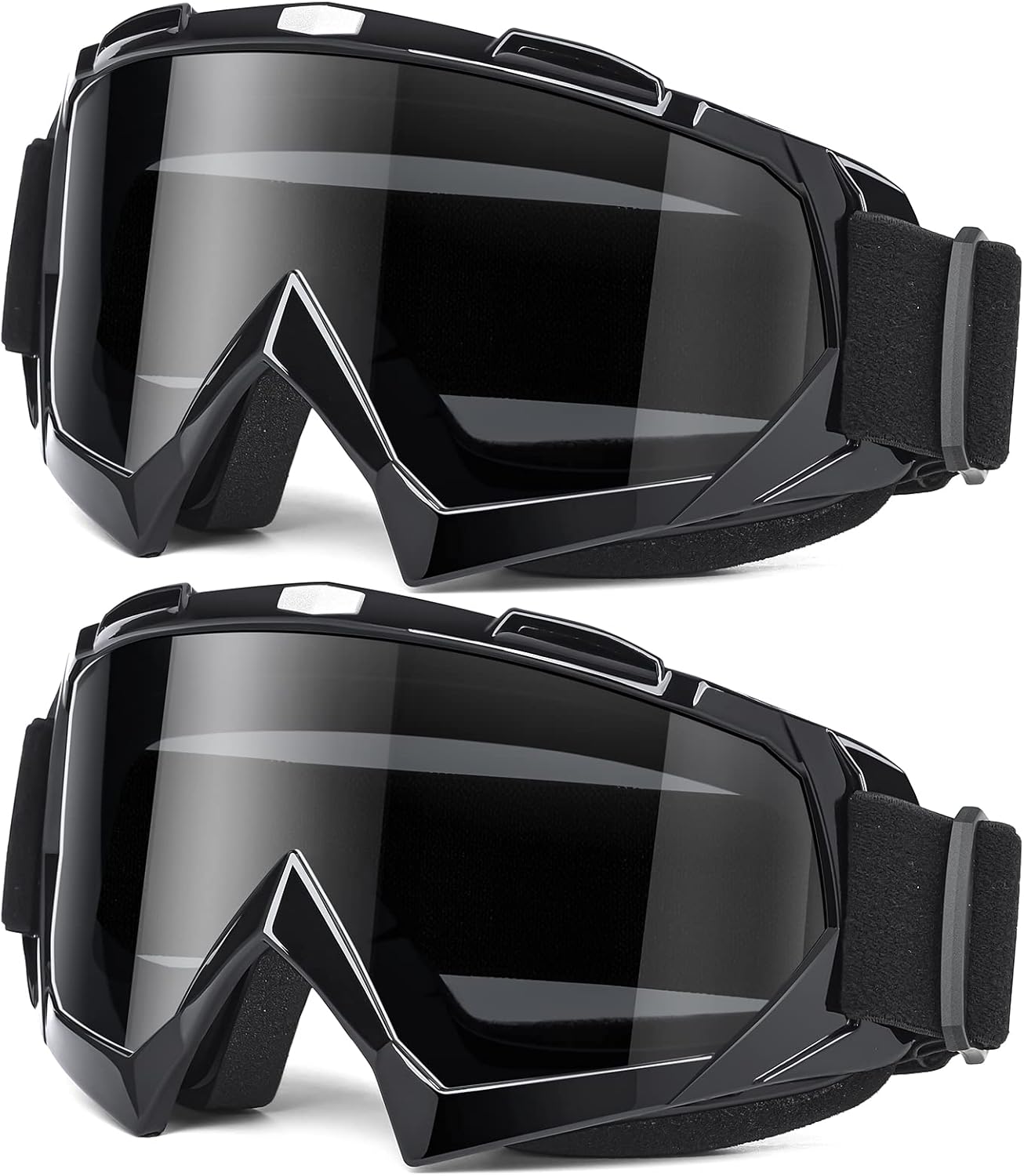 Adult Dirt Bike Goggles, 2-Pack Motorcycle Goggles for Men & Women, Wide Vision Riding Off-Road Goggles