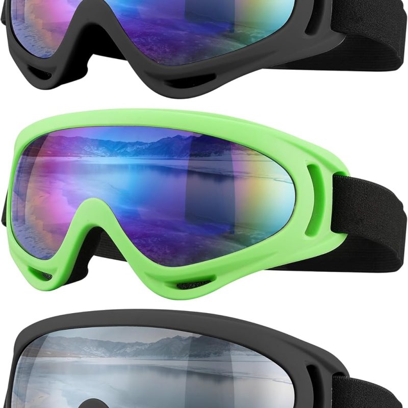 Ski Goggles, Motorcycle Goggles, 3 Pack Snowboard Snow Goggles for Men Women Adult Youth