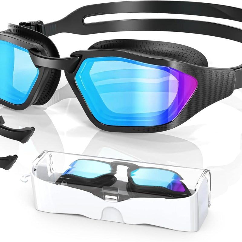 Sleek Swim Goggles Unisex-Adult, UV400 Protection Swimming Goggles, HD Wide View Goggles, Anti Fog No Leakage
